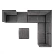 Modway Sanguine 7-Piece Velvet Right-Facing Modular Sectional Sofa in Gray