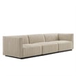 Modway Conjure Channel Tufted Upholstered Fabric Sofa in Black/Beige