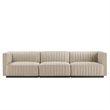 Modway Conjure Channel Tufted Upholstered Fabric Sofa in Black/Beige