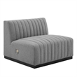 Modway Conjure Channel Tufted Upholstered Fabric Sofa in Black/Light Gray