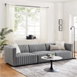 Modway Conjure Channel Tufted Upholstered Fabric Sofa in Black/Light Gray