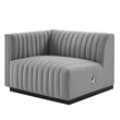 Modway Conjure Channel Tufted Upholstered Fabric Sofa in Black/Light Gray