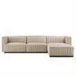 Modway Conjure 4-Piece Channel Tufted Fabric Sectional Sofa in Black/Beige