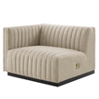 Modway Conjure 4-Piece Channel Tufted Fabric Sectional Sofa in Black/Beige