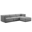 Modway Conjure 4-Piece Channel Tufted Fabric Sectional Sofa in Black/Light Gray