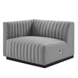 Modway Conjure 4-Piece Channel Tufted Fabric Sectional Sofa in Black/Light Gray