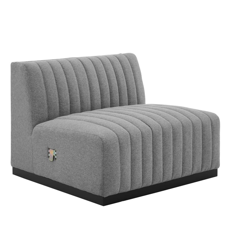 Modway Conjure 4-Piece Channel Tufted Fabric Sectional Sofa in Black/Light Gray