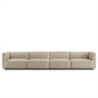 Modway Conjure 4-Piece Channel Tufted Fabric Sofa in Black/Beige
