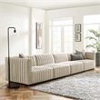 Modway Conjure 4-Piece Channel Tufted Fabric Sofa in Black/Beige