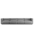 Modway Conjure 4-Piece Channel Tufted Fabric Sofa in Black/Light Gray
