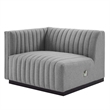 Modway Conjure 4-Piece Channel Tufted Fabric Sofa in Black/Light Gray