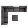Modway Sanguine 7-Piece Velvet Left-Facing Modular Sectional Sofa in Gray