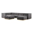 Modway Sanguine 7-Piece Velvet Left-Facing Modular Sectional Sofa in Gray