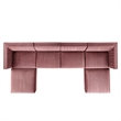 Modway Sanguine 6-Piece Velvet Modular Sectional Sofa in Dusty Rose