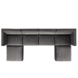 Modway Sanguine 6-Piece Velvet Modular Sectional Sofa in Gray