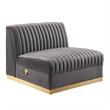 Modway Sanguine 6-Piece Velvet Modular Sectional Sofa in Gray