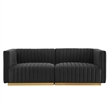 Modway Conjure Channel Tufted Performance Velvet Loveseat in Gold/Black