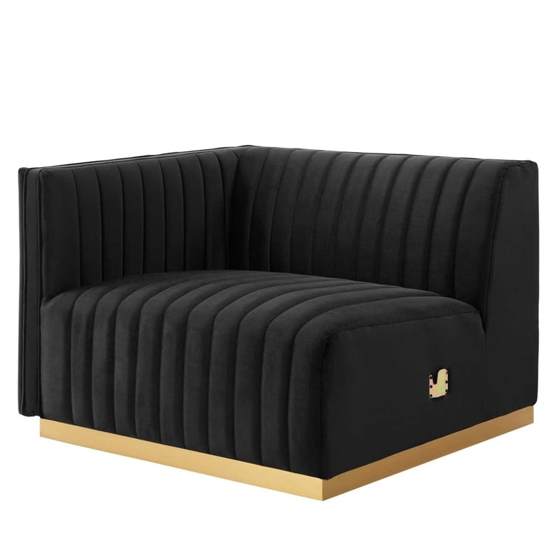 Modway Conjure Channel Tufted Performance Velvet Loveseat in Gold/Black