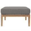 Modway Clearwater Teak Wood and Fabric Outdoor Ottoman in Gray/Graphite
