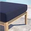 Modway Clearwater Teak Wood and Fabric Outdoor Ottoman in Gray/Navy