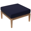 Modway Clearwater Teak Wood and Fabric Outdoor Ottoman in Gray/Navy