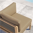 Modway Clearwater Teak Wood and Fabric Outdoor Corner Chair in Gray/Light Brown