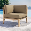 Modway Clearwater Teak Wood and Fabric Outdoor Corner Chair in Gray/Light Brown