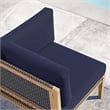 Modway Clearwater Teak Wood and Fabric Outdoor Corner Chair in Gray/Navy