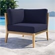 Modway Clearwater Teak Wood and Fabric Outdoor Corner Chair in Gray/Navy