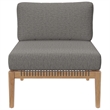 Modway Clearwater Teak Wood and Fabric Outdoor Armless Chair in Gray/Graphite