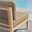 Modway Clearwater Teak Wood and Fabric Outdoor Armless Chair in Gray/Light Brown