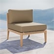 Modway Clearwater Teak Wood and Fabric Outdoor Armless Chair in Gray/Light Brown