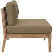 Modway Clearwater Teak Wood and Fabric Outdoor Armless Chair in Gray/Light Brown