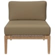 Modway Clearwater Teak Wood and Fabric Outdoor Armless Chair in Gray/Light Brown