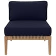 Modway Clearwater Teak Wood and Fabric Outdoor Armless Chair in Gray/Navy