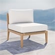 Modway Clearwater Teak Wood and Fabric Outdoor Armless Chair in Gray/White
