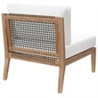 Modway Clearwater Teak Wood and Fabric Outdoor Armless Chair in Gray/White
