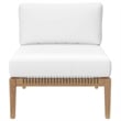 Modway Clearwater Teak Wood and Fabric Outdoor Armless Chair in Gray/White
