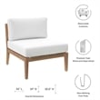 Modway Clearwater Teak Wood and Fabric Outdoor Armless Chair in Gray/White