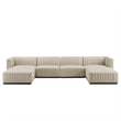 Modway Conjure 6-Piece Channel Tufted Fabric Sectional Sofa in Black/Beige