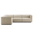 Modway Conjure 4Pcs L-Shaped Channel Tufted Fabric Sectional in Black/Beige