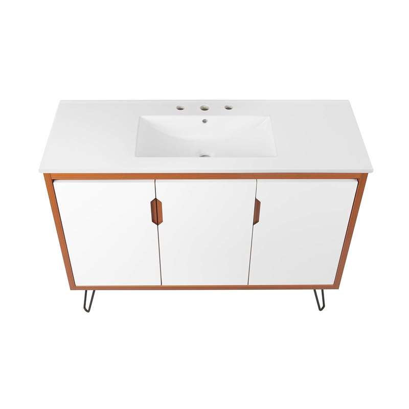 Modway Energize Bathroom Vanity in Cherry White White
