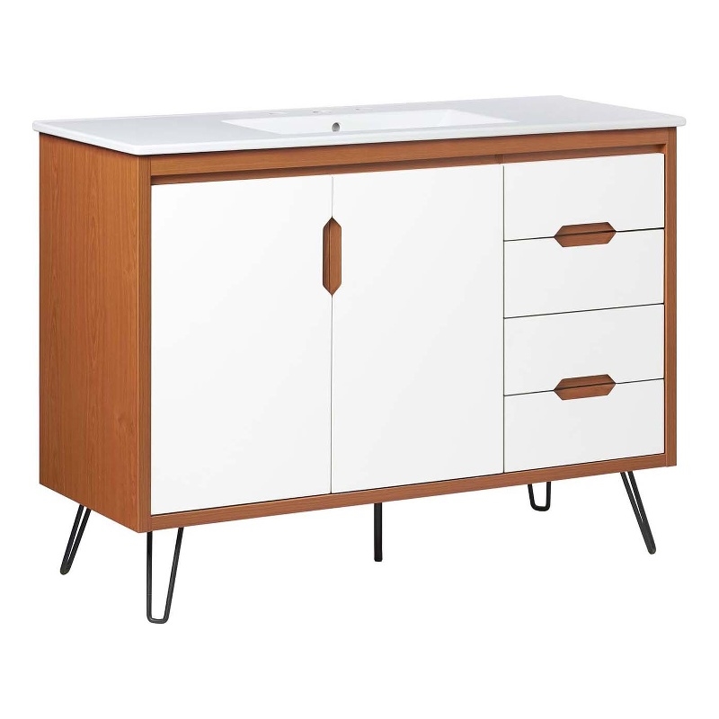 Modway Energize Bathroom Vanity in Cherry White White