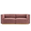 Modway Conjure Channel Tufted Performance Velvet Loveseat in Gold/Dusty Rose