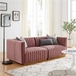 Modway Conjure Channel Tufted Performance Velvet Loveseat in Gold/Dusty Rose