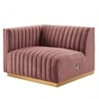Modway Conjure Channel Tufted Performance Velvet Loveseat in Gold/Dusty Rose