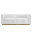 Modway Conjure Channel Tufted Performance Velvet Loveseat in Gold/White