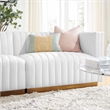 Modway Conjure Channel Tufted Performance Velvet Loveseat in Gold/White