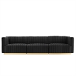 Modway Conjure Channel Tufted Performance Velvet Sofa in Gold/Black