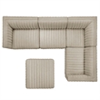 Modway Conjure 5-Piece Channel Tufted Fabric Sectional in Beige/Black